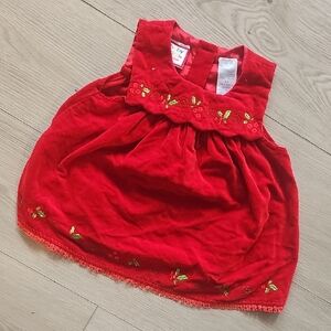 Vintage Baby TOGS Christmas Velour Velvet‎ Dress 12 Months